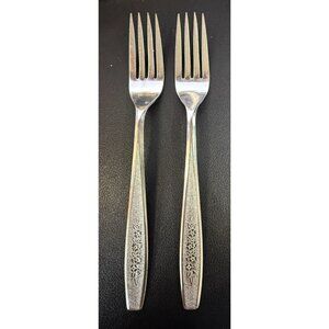 Simeon L & George H Rogers Oneida Spring Ballad 2 Dinner Forks Stainless